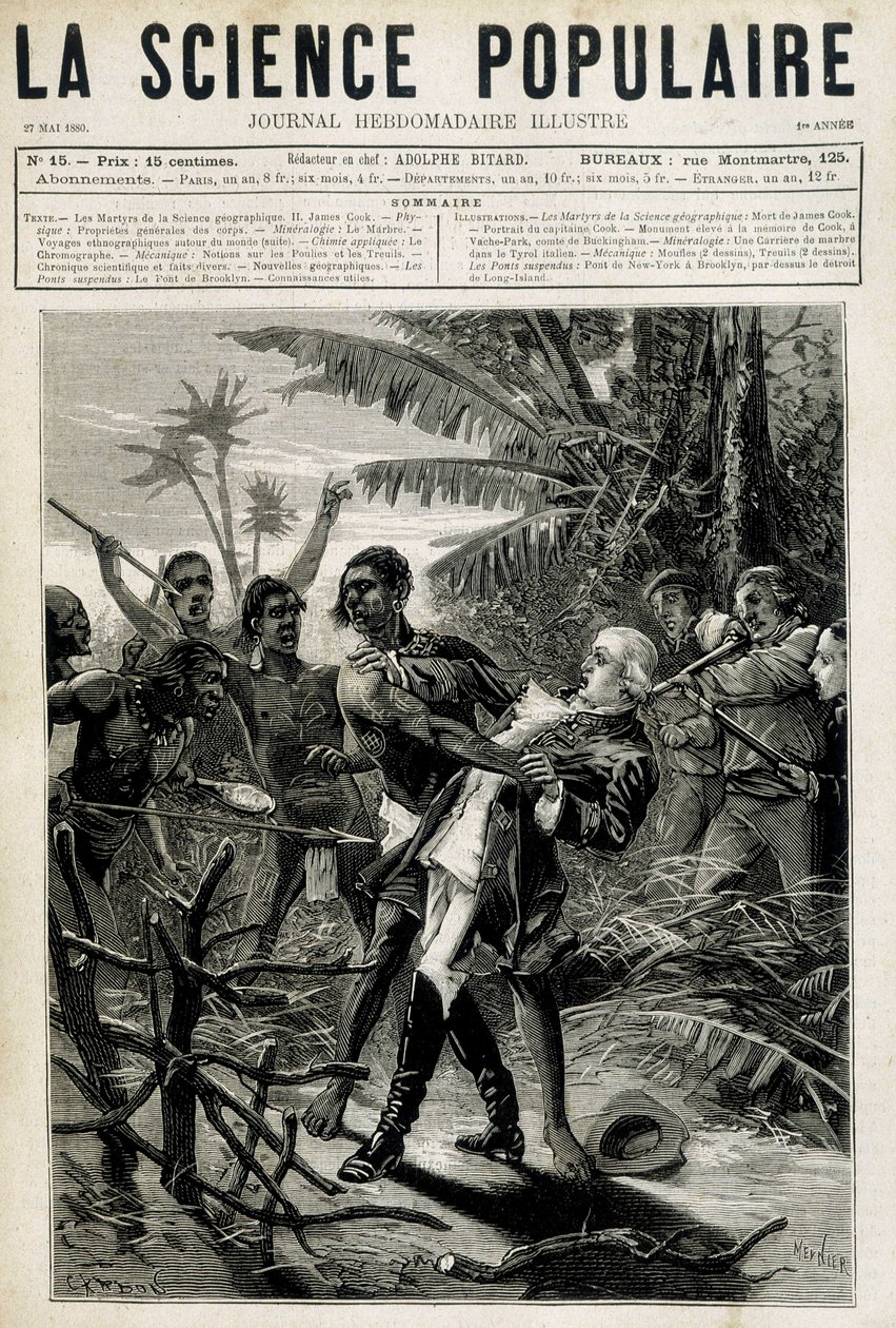 De martelaren van de geografische wetenschap: de dood van kapitein Cook. Omslag 