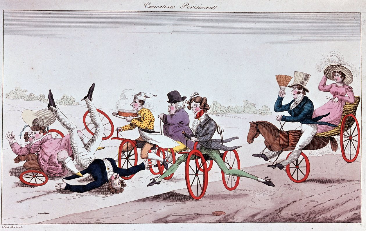 De genoegens en ongemakken van velocipedes en oriferische paarden door Unknown artist