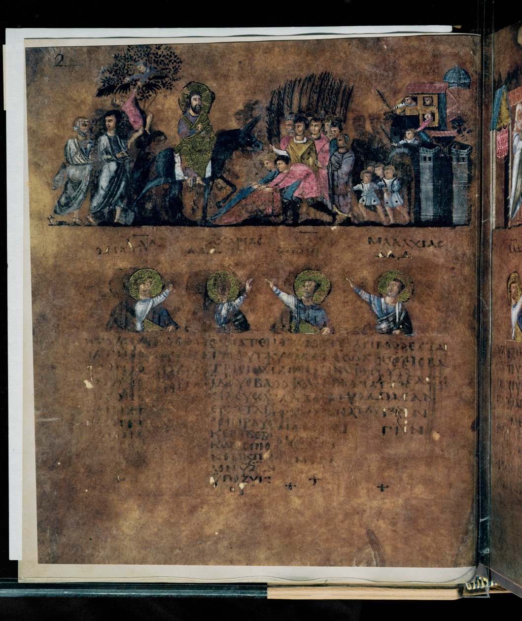 De paarse Codex Rossanensis, 6e eeuw (manuscript) door Unknown artist