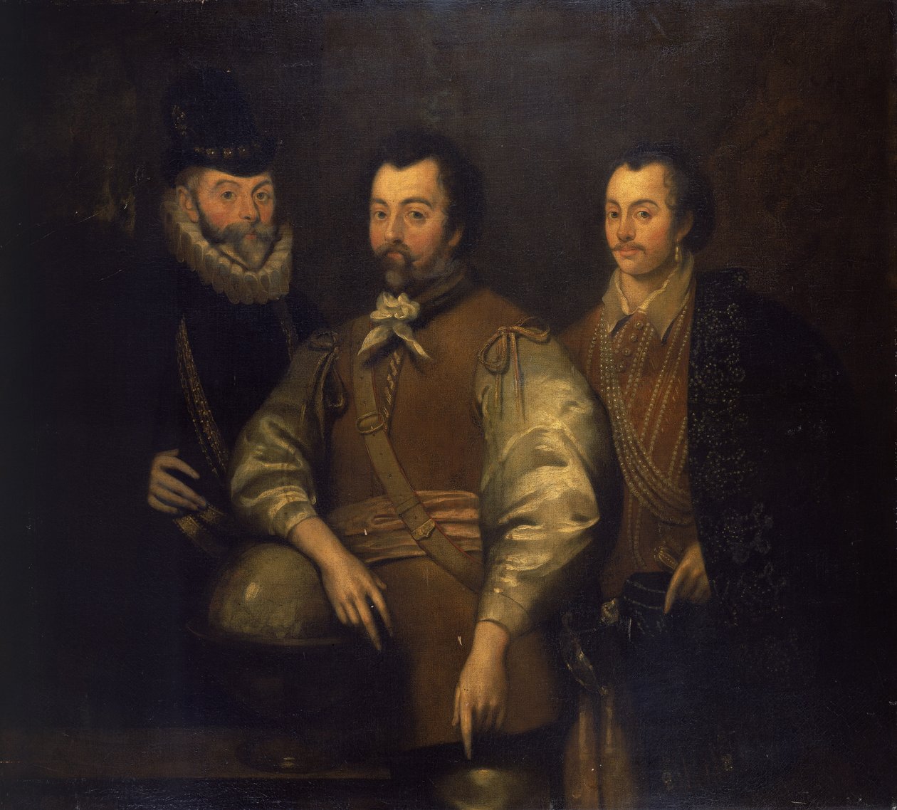 Thomas Cavendish, Sir Francis Drake en Sir John Hawkins door Unknown artist