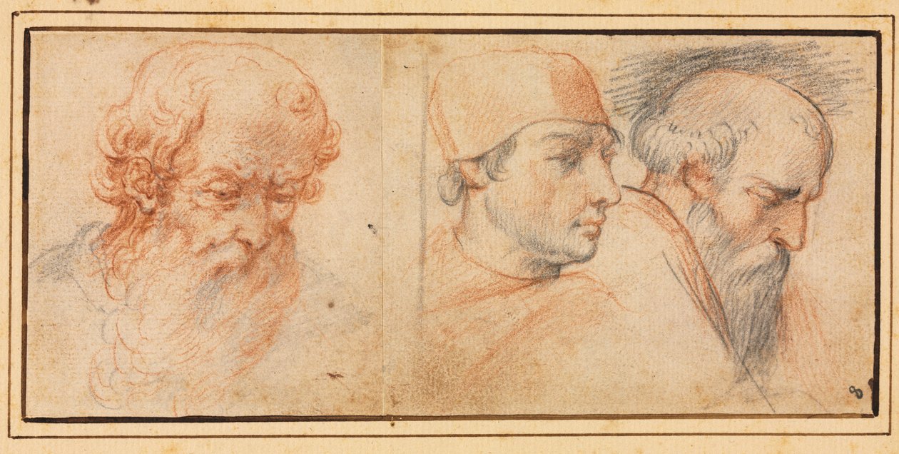 Drie Hoofdstudies door Unknown artist