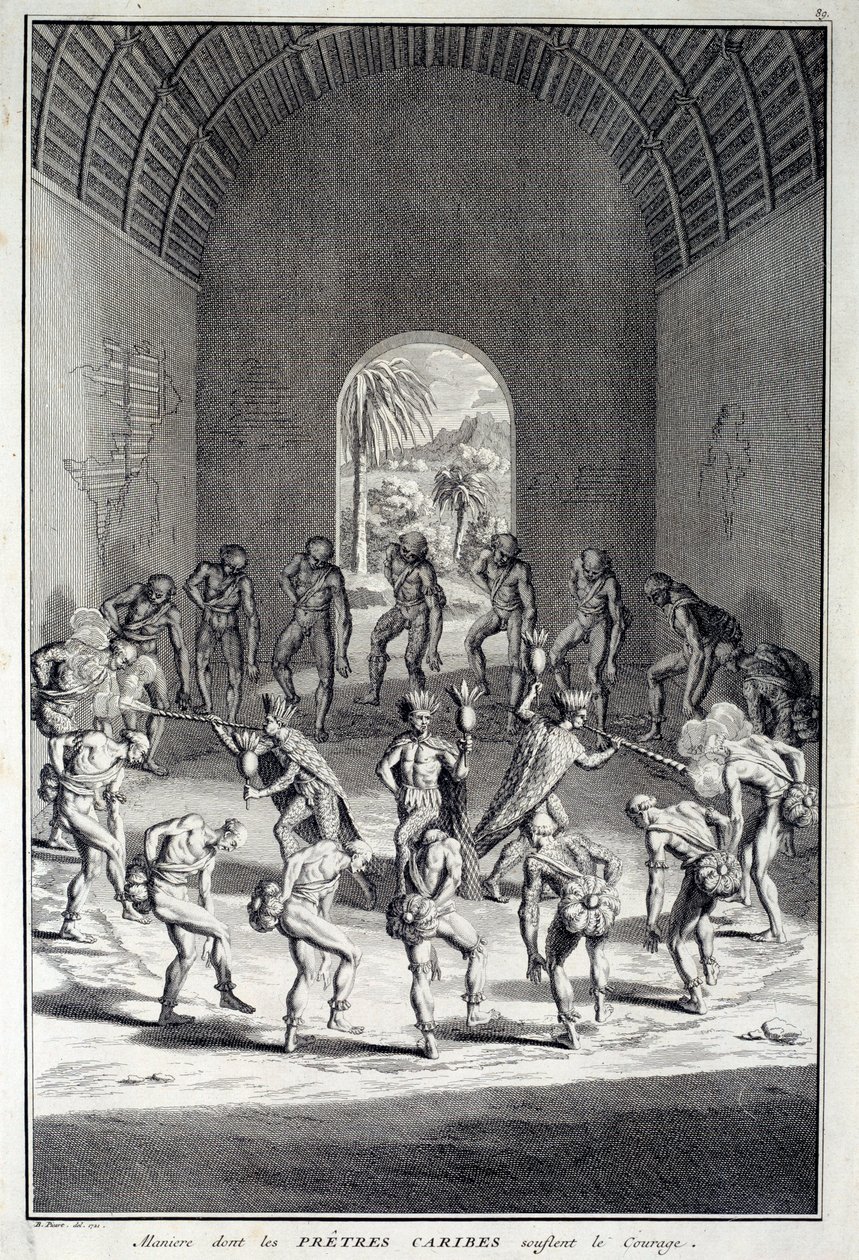 Traditionele dans: Riten in de karibische moeddans, West-Indië (Centraal-Amerika). Gravure uit de 18e eeuw. Chartres, Museum voor Schone Kunsten door Unknown artist