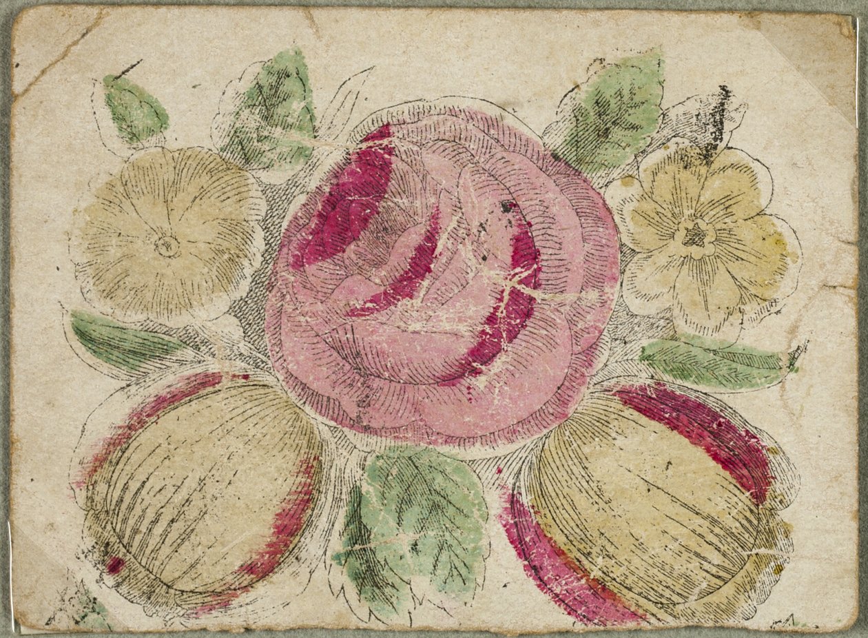 Valentijn zonder titel (Roze en gele bloemen) door Unknown artist