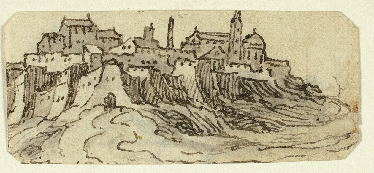 Uitzicht op Heuvelstad met Kathedraal door Unknown artist