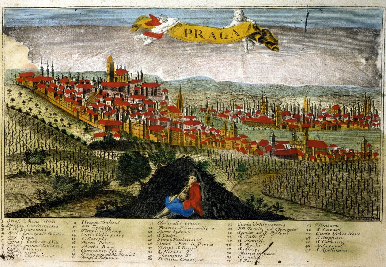 Uitzicht op Praag in de 18e eeuw door Unknown artist