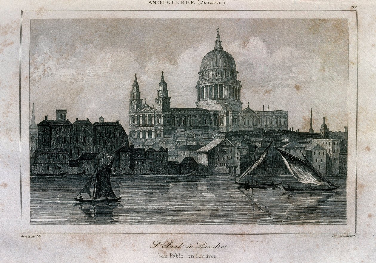 Uitzicht op de Sint-Pauluskathedraal in Londen nabij de Theems door Unknown artist