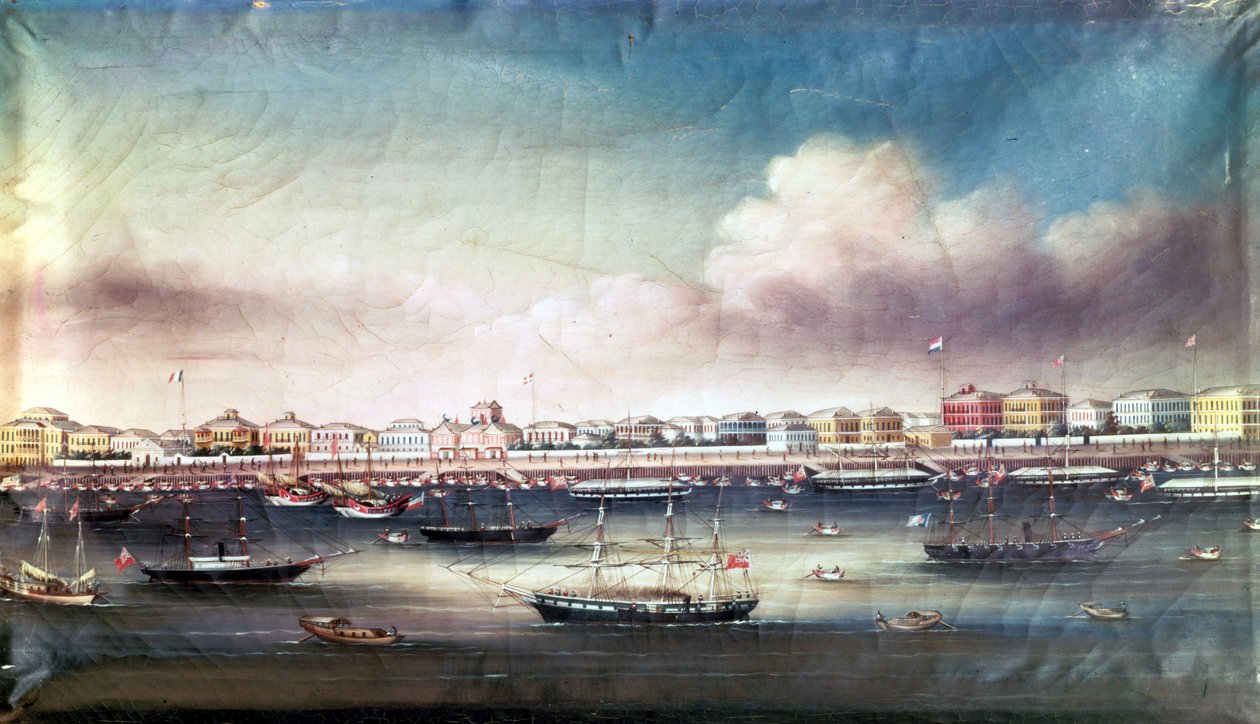 Uitzicht op de haven van Shanghai, circa 1850. door Unknown artist