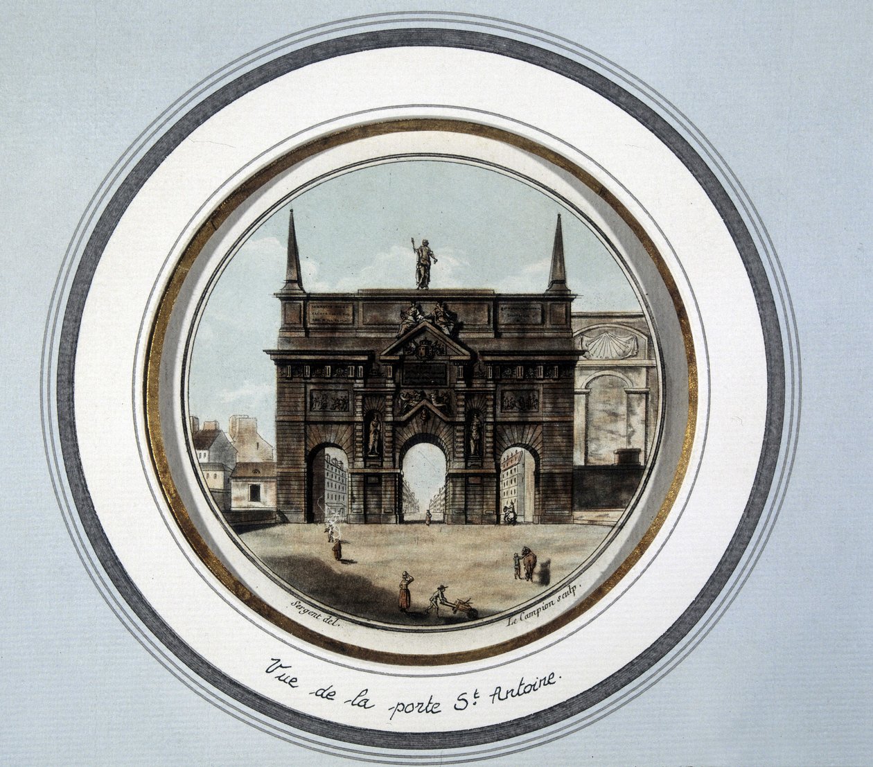 Uitzicht op de deur van St Antoine - gravure door Unknown artist