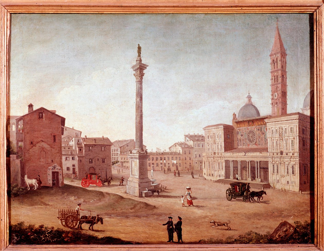 Zicht op de Basiliek van Santa Maria Maggiore in Rome door Unknown artist