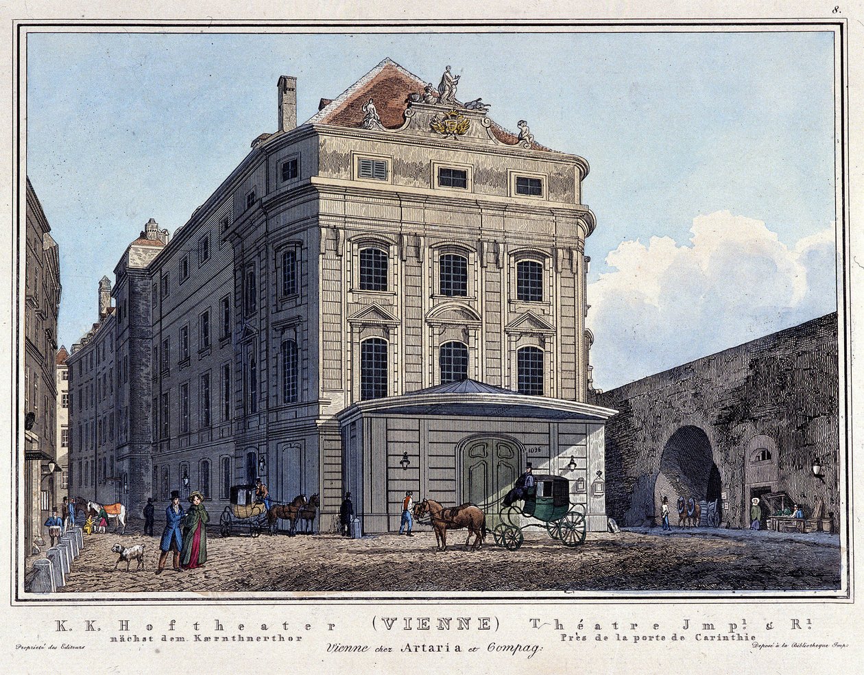 Zicht op het Nationaal Hoftheater in Wenen in de 19e eeuw door Unknown artist