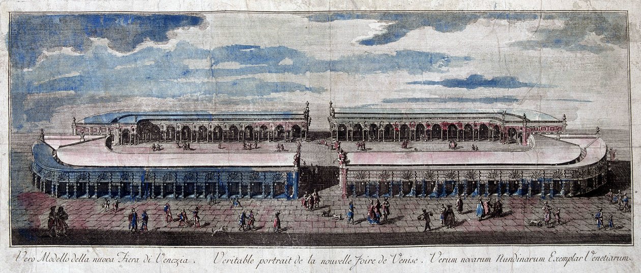 Uitzicht op de kermis van Venetië, Italië. Gravure uit de 18e eeuw. door Unknown artist