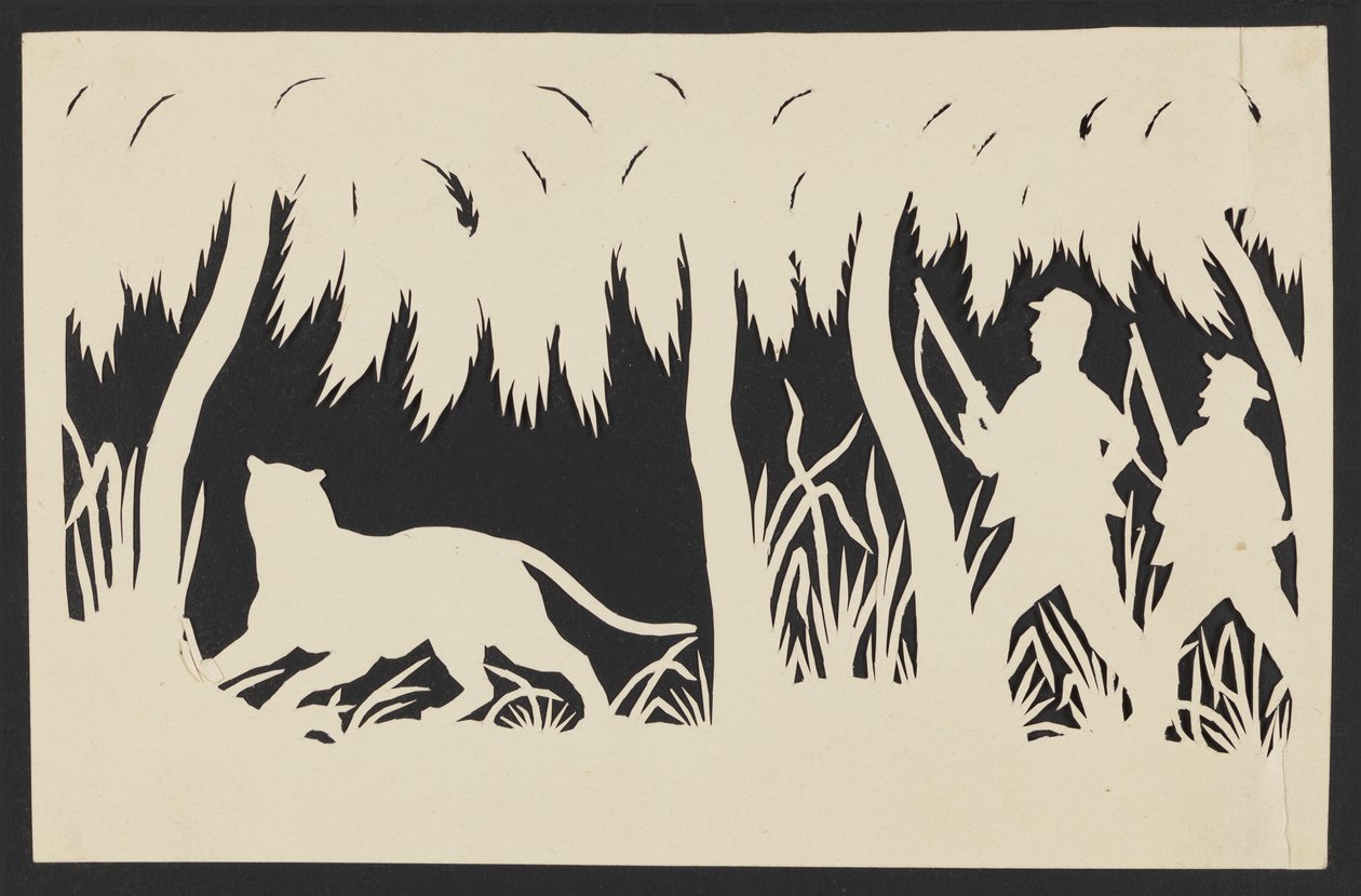 Witte Mannen die een Tijger Besluipen door Unknown artist