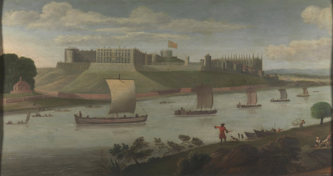 Windsor Castle vanaf de Buckinghamshire oever door Unknown artist