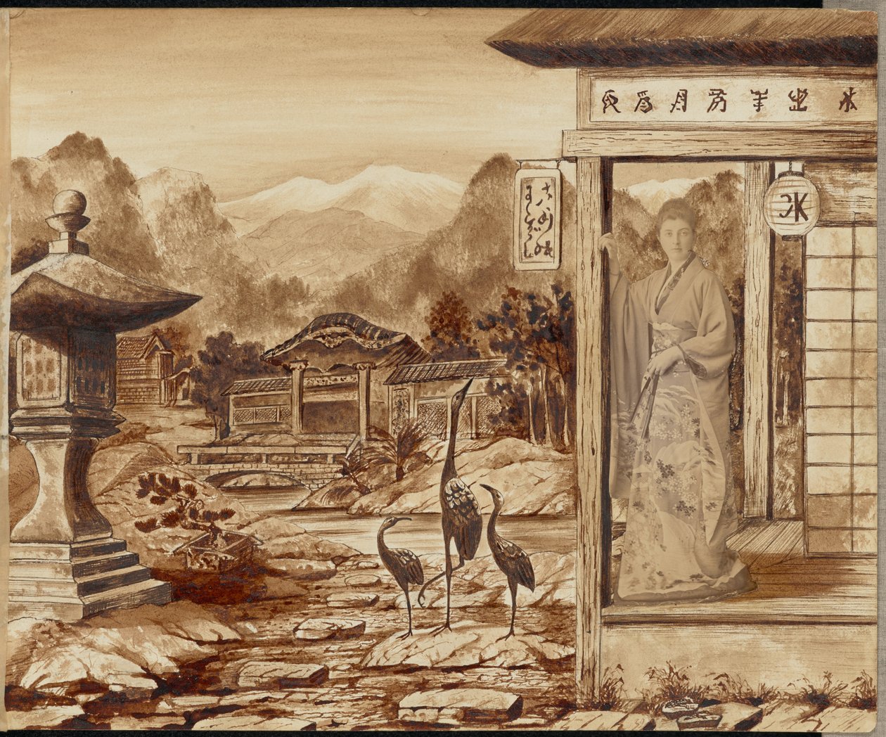 [Vrouw in een Japanse omgeving] door Unknown artist