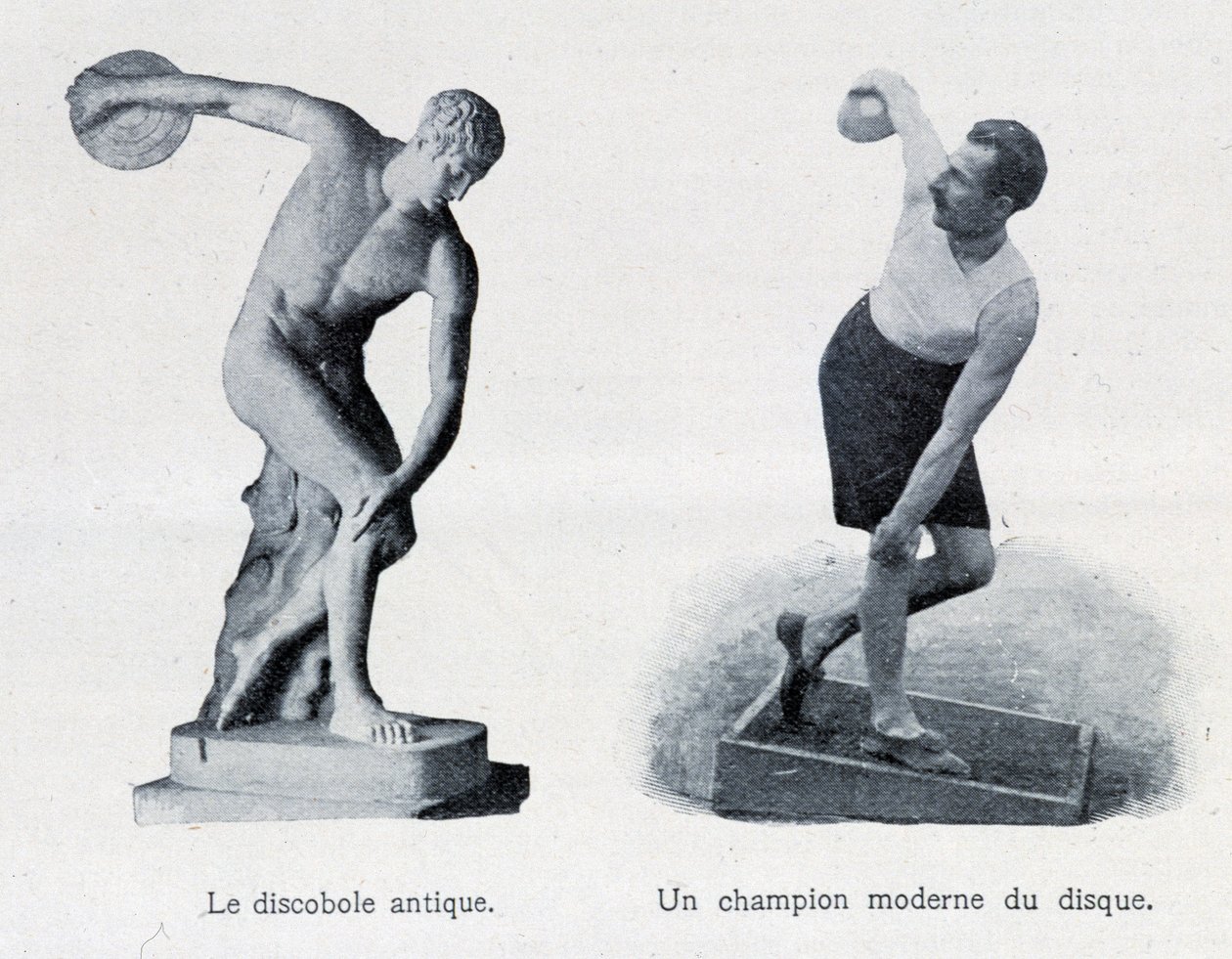 de oude discuswerper en een moderne kampioen van het record. door Unknown artist