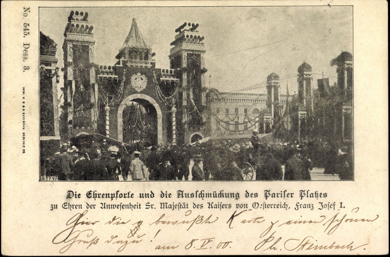 Berlijn, Franz Josef I op de Pariser Platz, erepoort door Unknown photographer