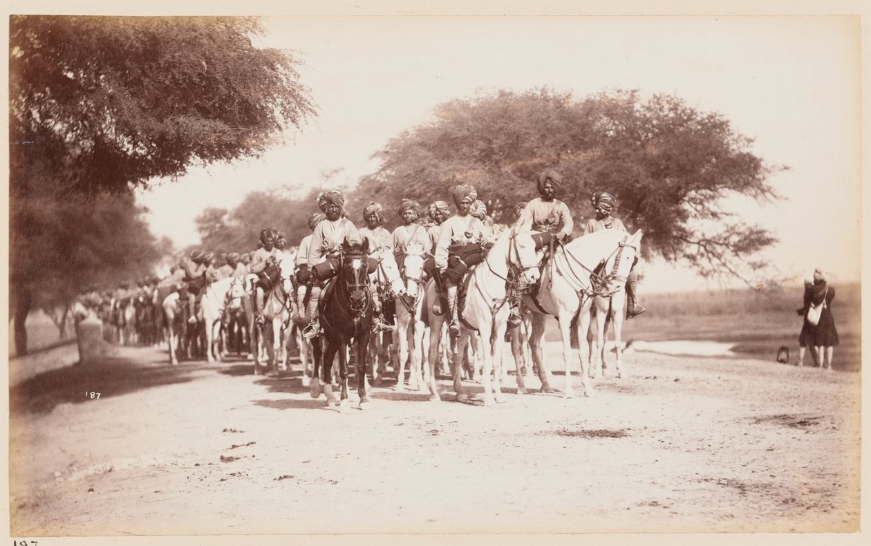Nabha Native Cavalry Contingent bij het Delhi oefenkamp door Unknown photographer