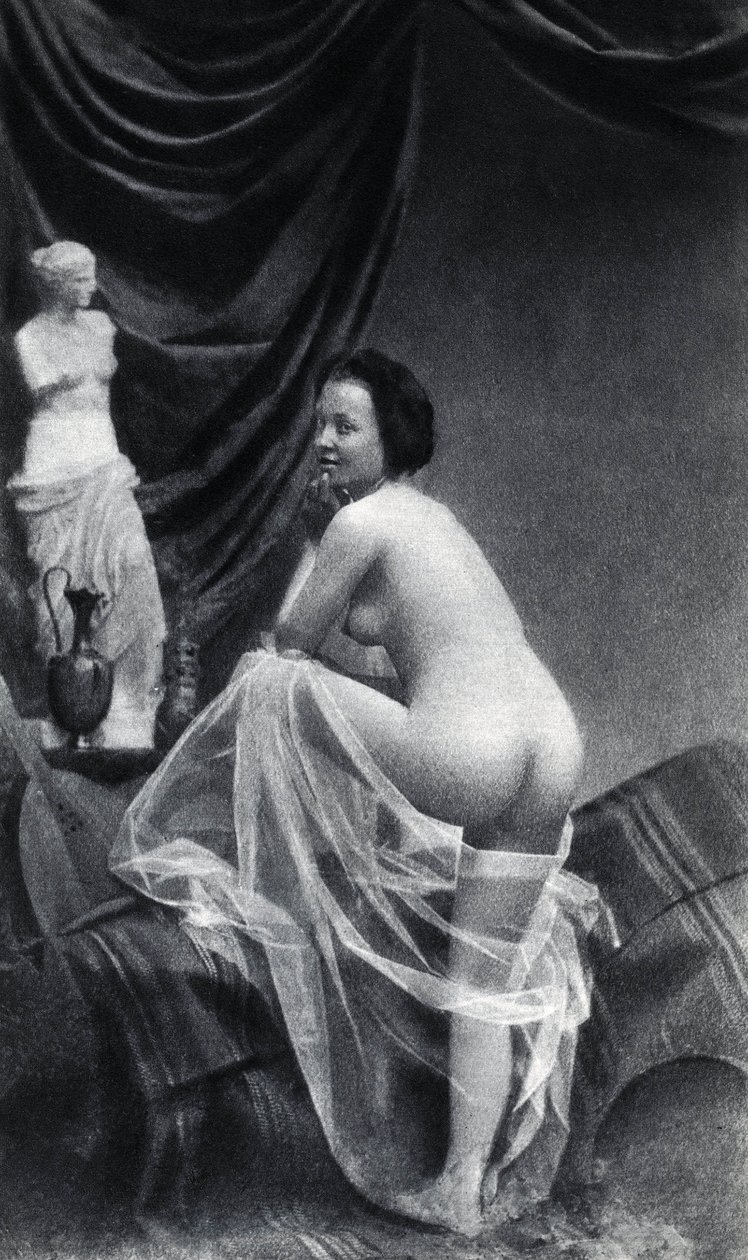 Naakte vrouw poseren rug ongeveer 1855 Anonieme fotografie door Unknown photographer