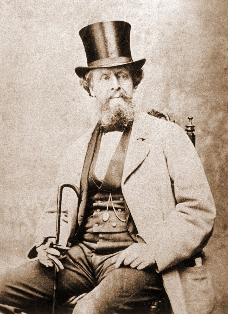 Portret van Charles Dickens (1812-1870), Engelse schrijver rond 1855 door Unknown photographer