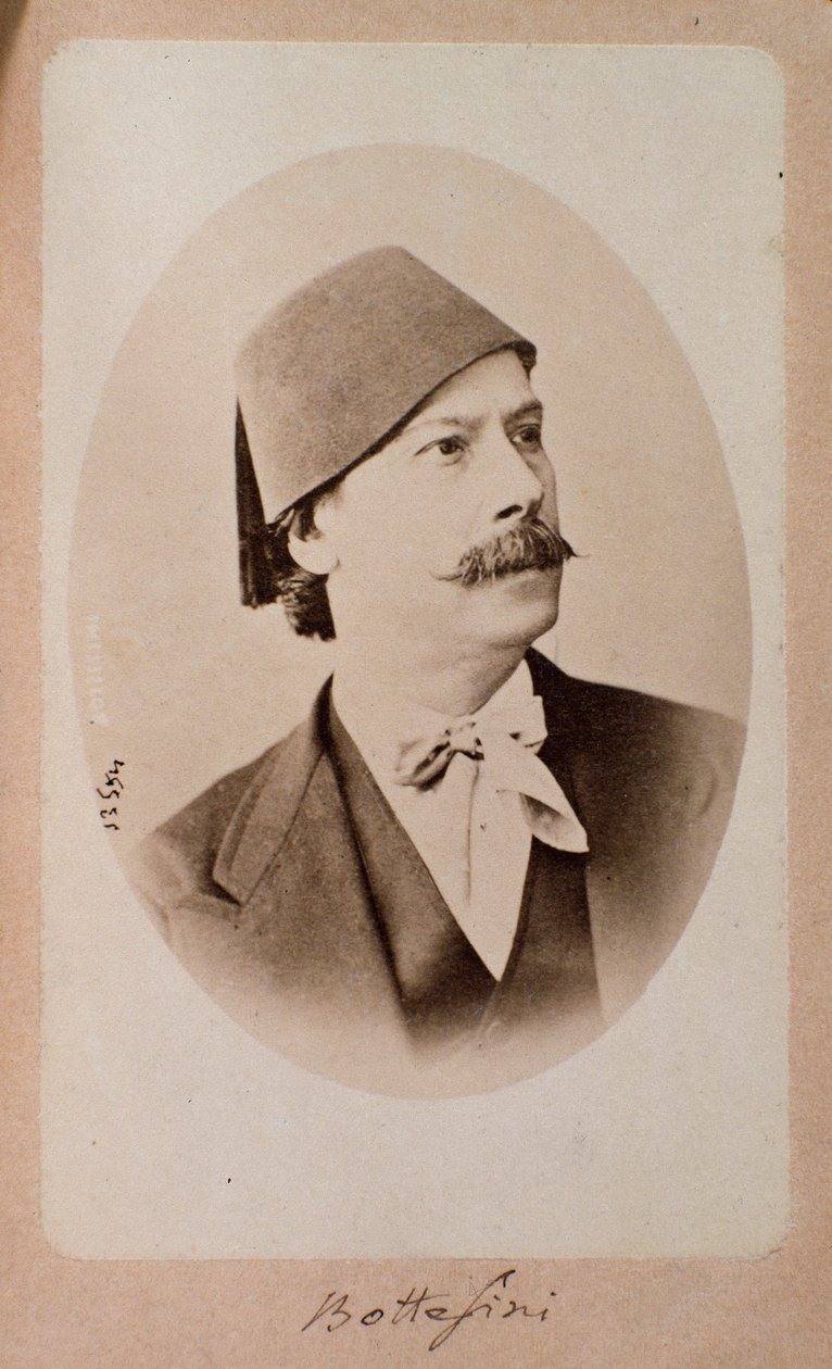 Portret van de Italiaanse dirigent, contrabassist en componist Giovanni Bottesini (1821-1889) Fotografie. 19e eeuw Bologna, civico museo bibliografico musicale door Unknown photographer