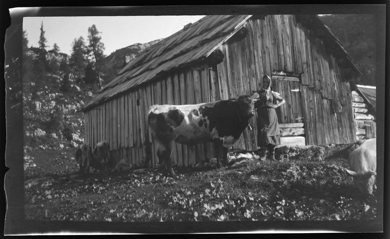 Vorderbachalm met Alpenhut bij Goessl aan het Grundlmeer door Unknown photographer