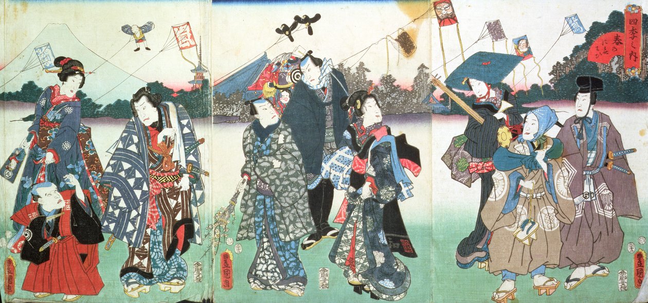 Nieuwjaarsfestival door Utagawa Kunisada