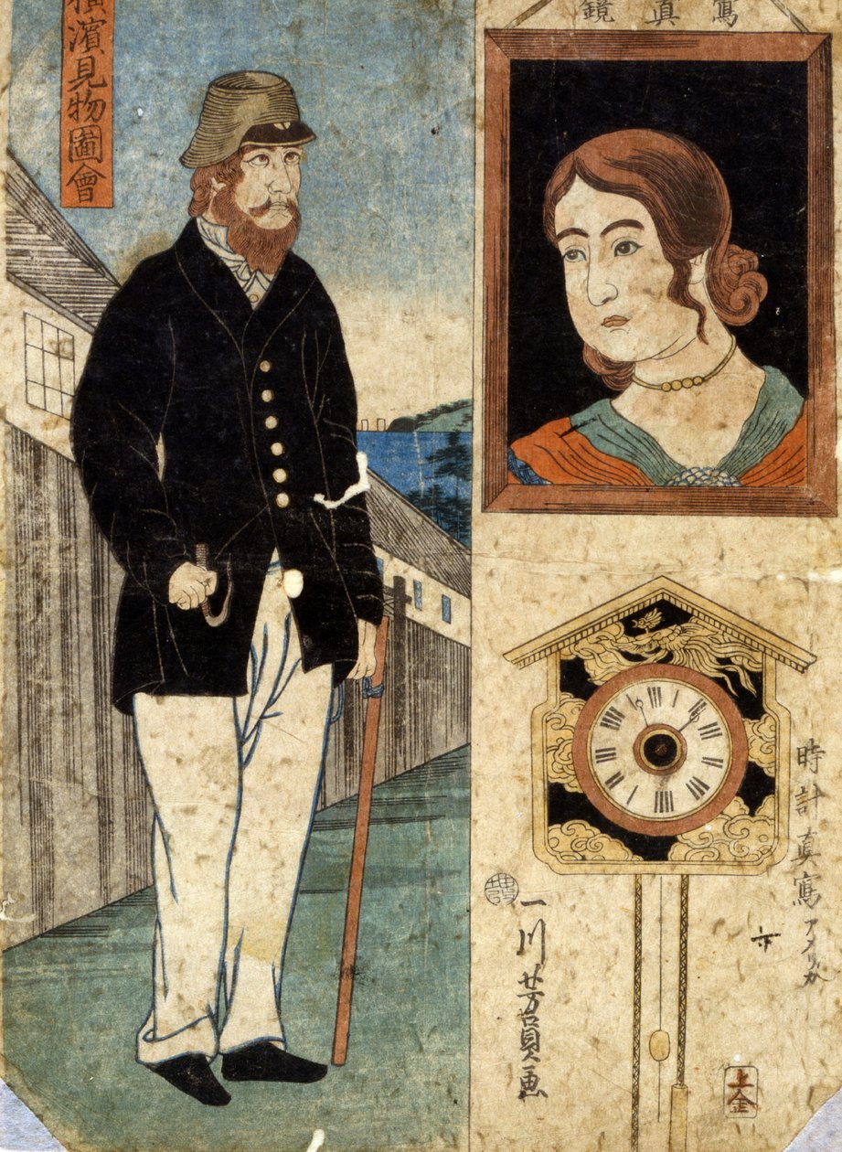 Bezienswaardigheden in Yokohama, (Yokohama kenbutsu zue), 1860 door Utagawa Yoshikazu