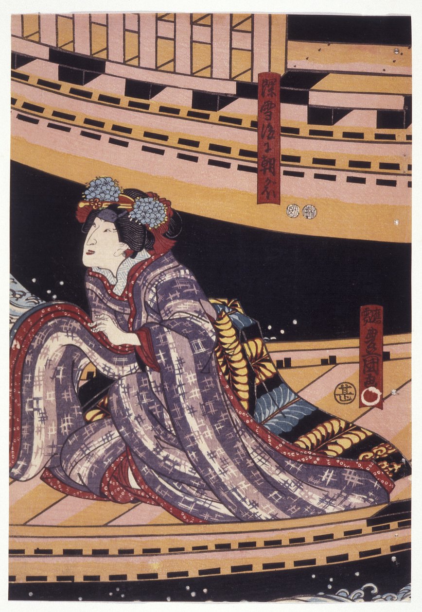 Bandō Shūka in de rol van Miyuki, later Asagao door Utagawa (1786 1865) Kunisada