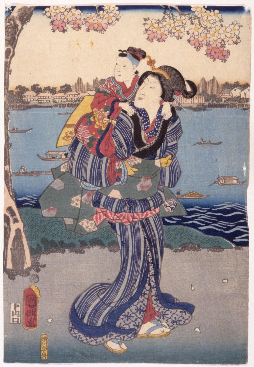 Kersenbloesems bekijken in Muk?jima (Muk?jima Hanami No Zu) door Utagawa (1835 1888) Kuniaki