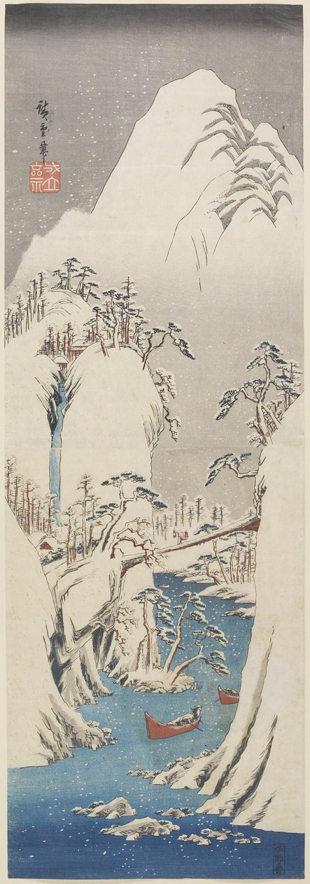 (Kiso Kloof in de Sneeuw), ca. 1840-1842 door Utagawa Hiroshige