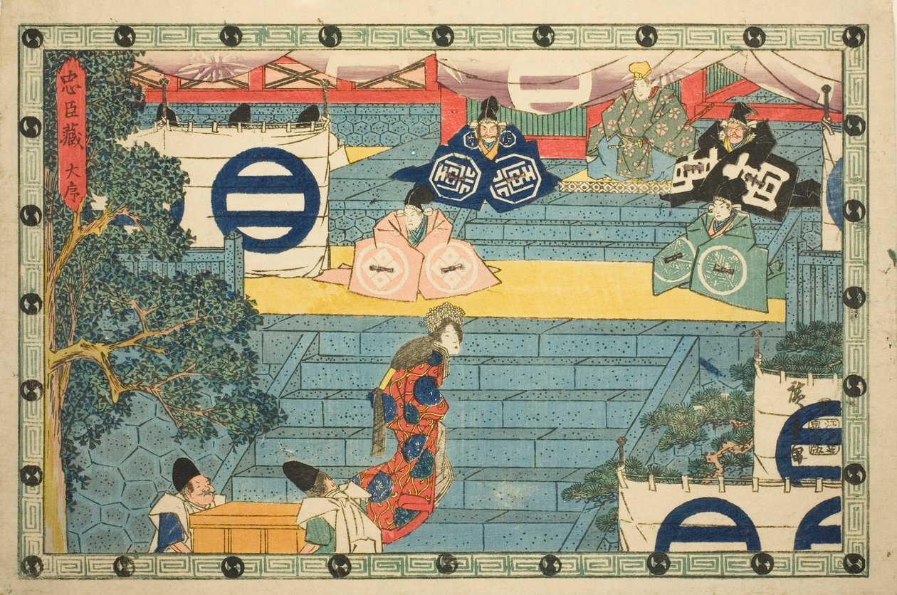 Acte 1, uit de serie "De Wraak van de Loyale Retainers" door Utagawa Hiroshige