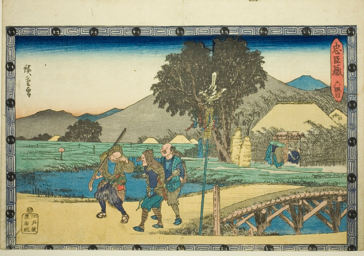 Acte 6 (Rokudanme), uit de serie "De Wraak van de Loyale Retainers (Chushingura)" door Utagawa Hiroshige