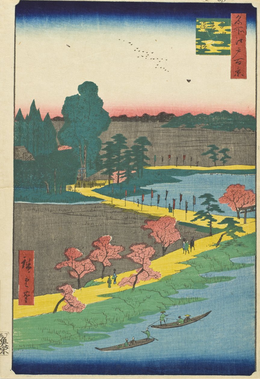 Azuma-schrijn en de verstrengelde kamferboom door Utagawa Hiroshige