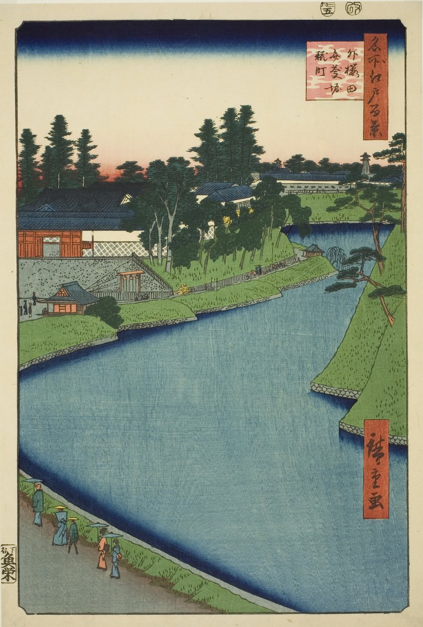 Benkei-gracht van Soto-Sakurada naar Kojimachi, uit de serie "Honderd beroemde uitzichten van Edo" door Utagawa Hiroshige