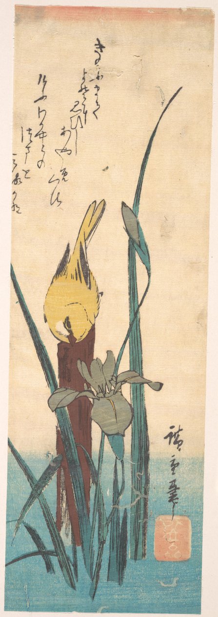 Vogel und Iris door Utagawa Hiroshige