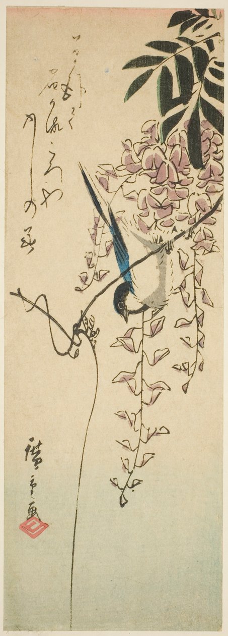 Vogel op Blauweregen door Utagawa Hiroshige