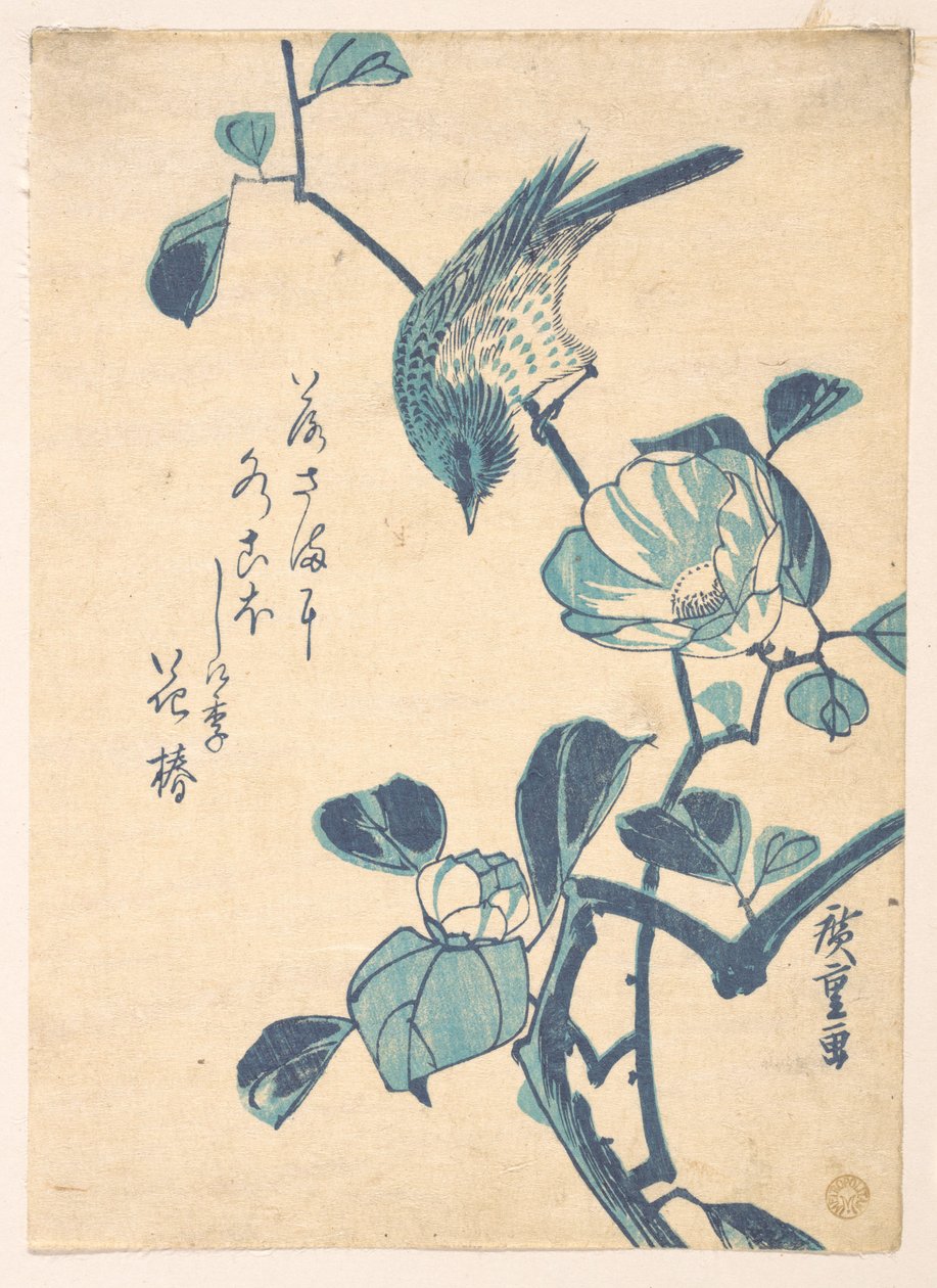 Camelia en vogel door Utagawa Hiroshige