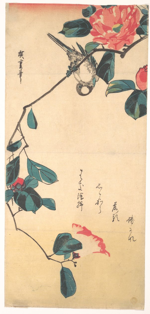Kamelie und Gimpel door Utagawa Hiroshige