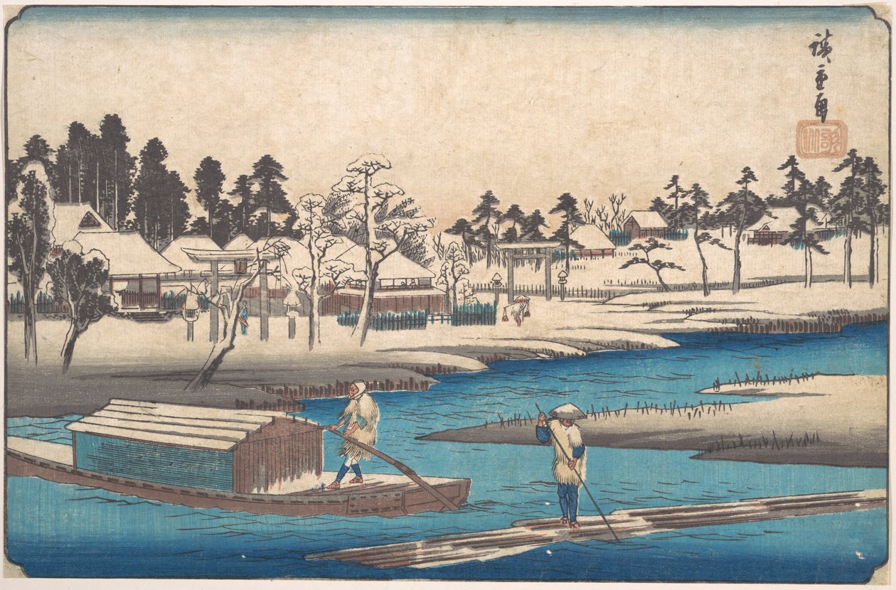Het weer klaart op na de sneeuwval in Massaki door Utagawa Hiroshige