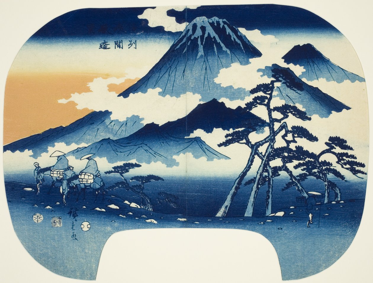 Verre Uitzicht op de Berg Asama in het Shinshu-district door Utagawa Hiroshige