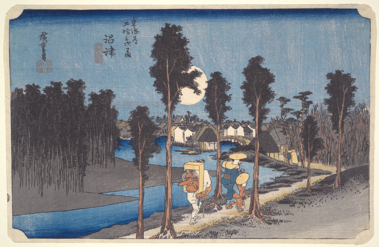 Schemering in Numazu, uit de serie ’53 stations van de Tōkaidō’ door Utagawa Hiroshige