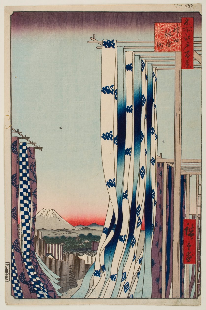 Dyer’s Street, Kanda, uit de serie „Honderd beroemde uitzichten op Edo“ door Utagawa Hiroshige
