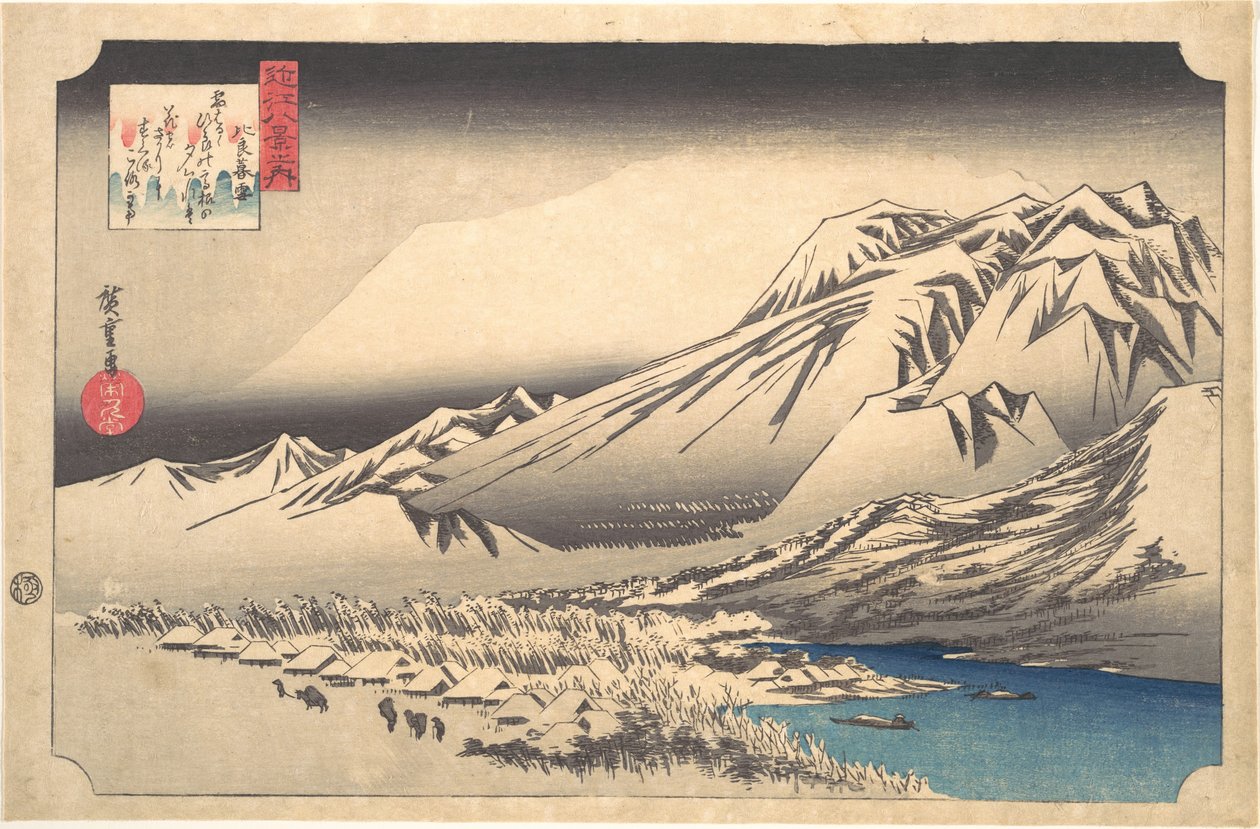 Avondsneeuw op de berg Hira door Utagawa Hiroshige