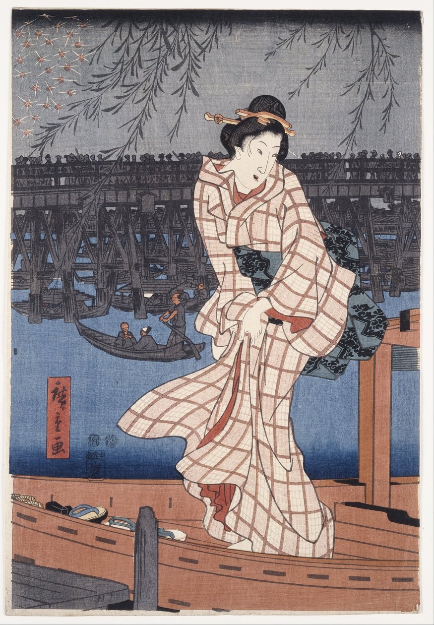 Avond aan de Sumida-rivier door Utagawa Hiroshige