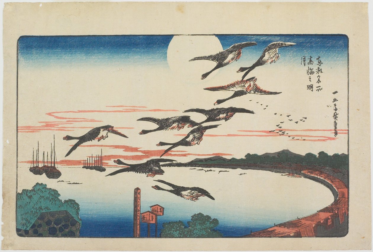 Volle maan boven Takanawa door Utagawa Hiroshige
