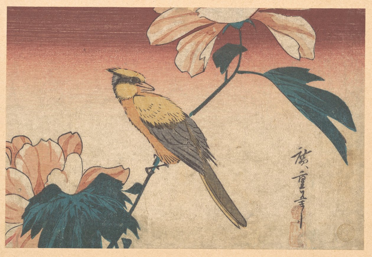 Hibiscus mutabilis en Jay door Utagawa Hiroshige