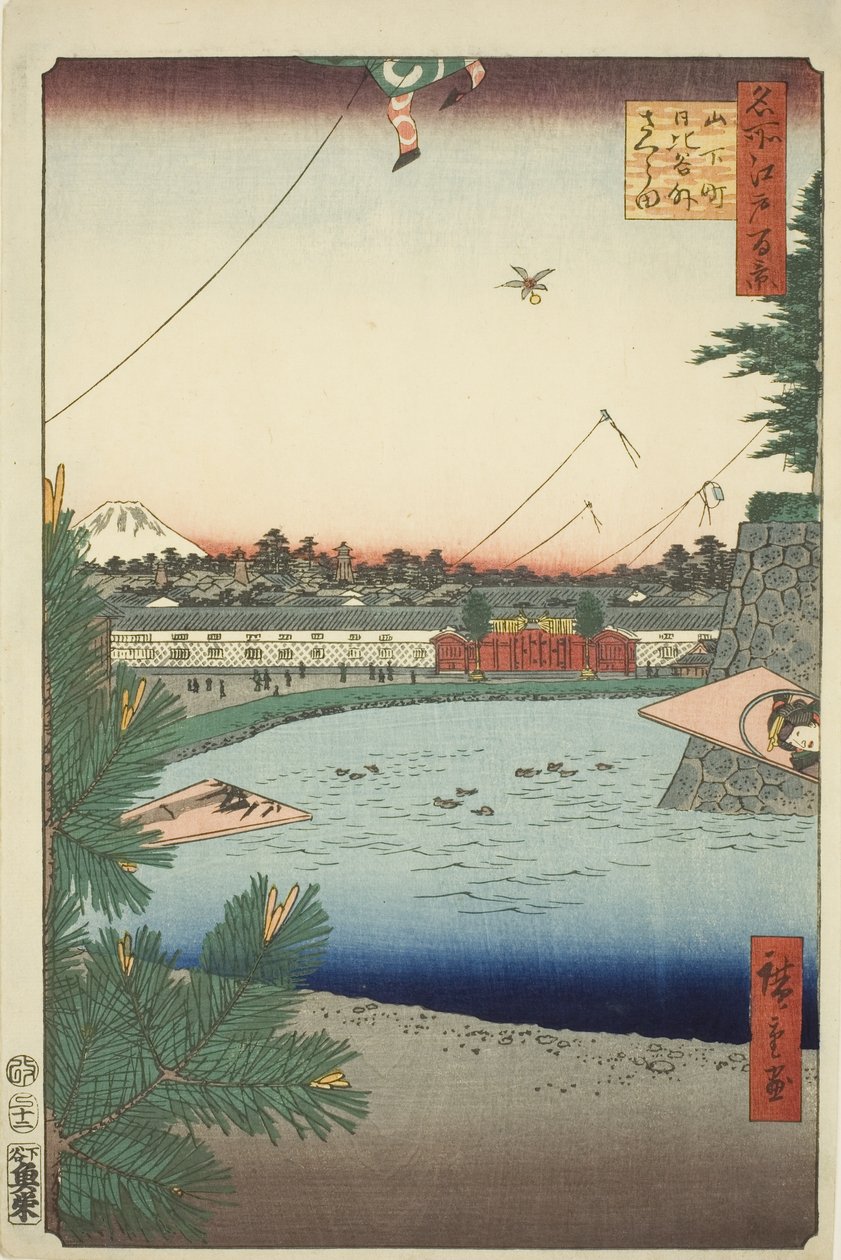 Hibiya en Soto-Sakurada vanuit Yamashita-cho, uit de serie "Honderd Beroemde Zichten van Edo" door Utagawa Hiroshige