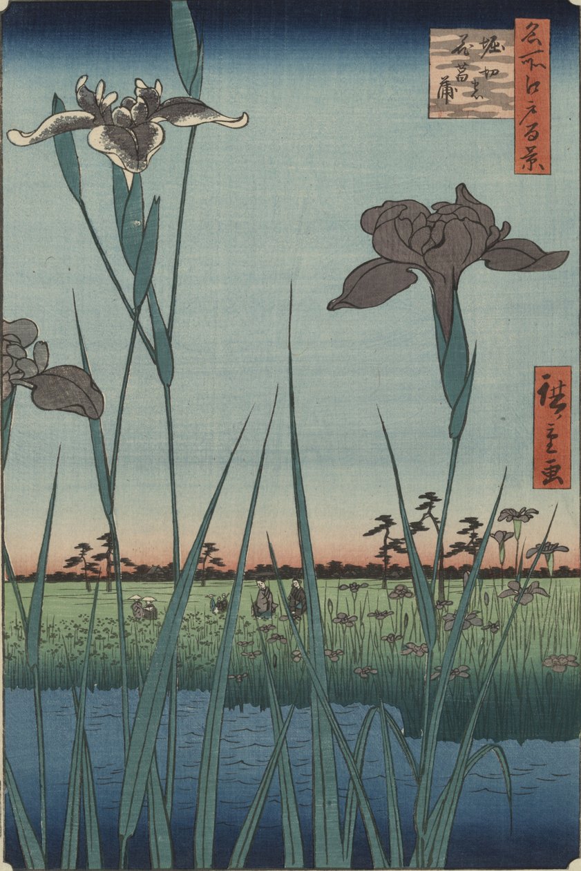 Irissen van Horikiri, uit de serie ‘Honderd beroemde uitzichten op Edo’ door Utagawa Hiroshige