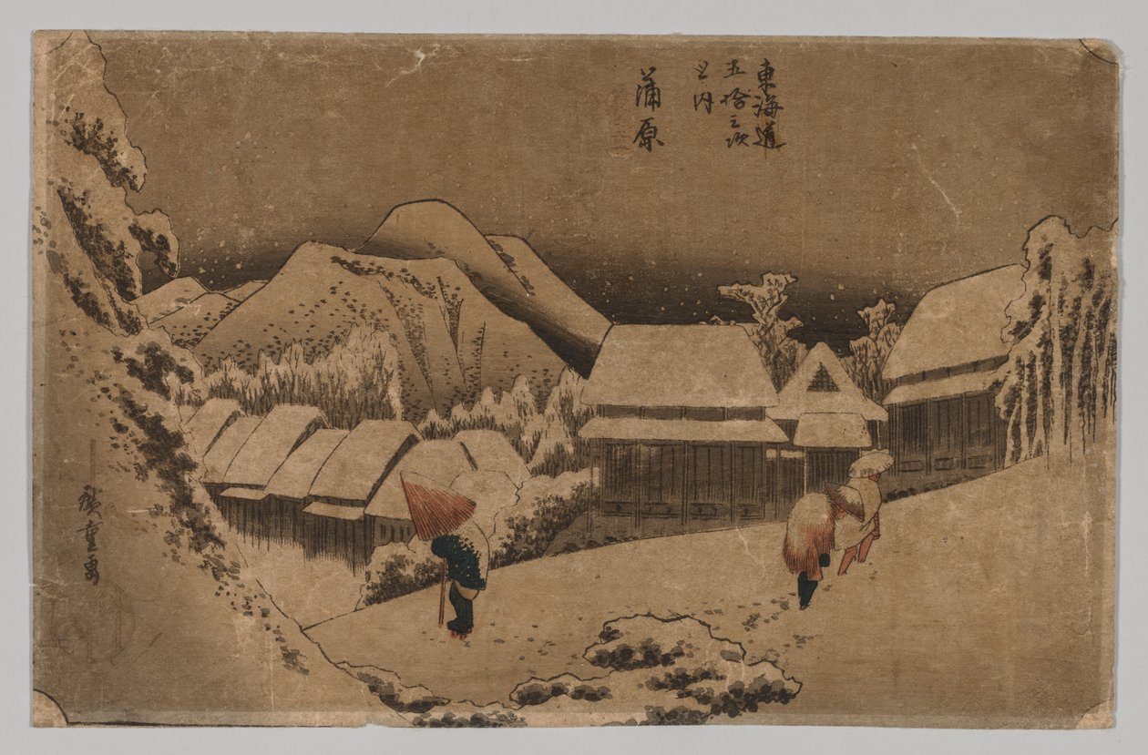 Kambara: Avondsneeuw door Utagawa Hiroshige