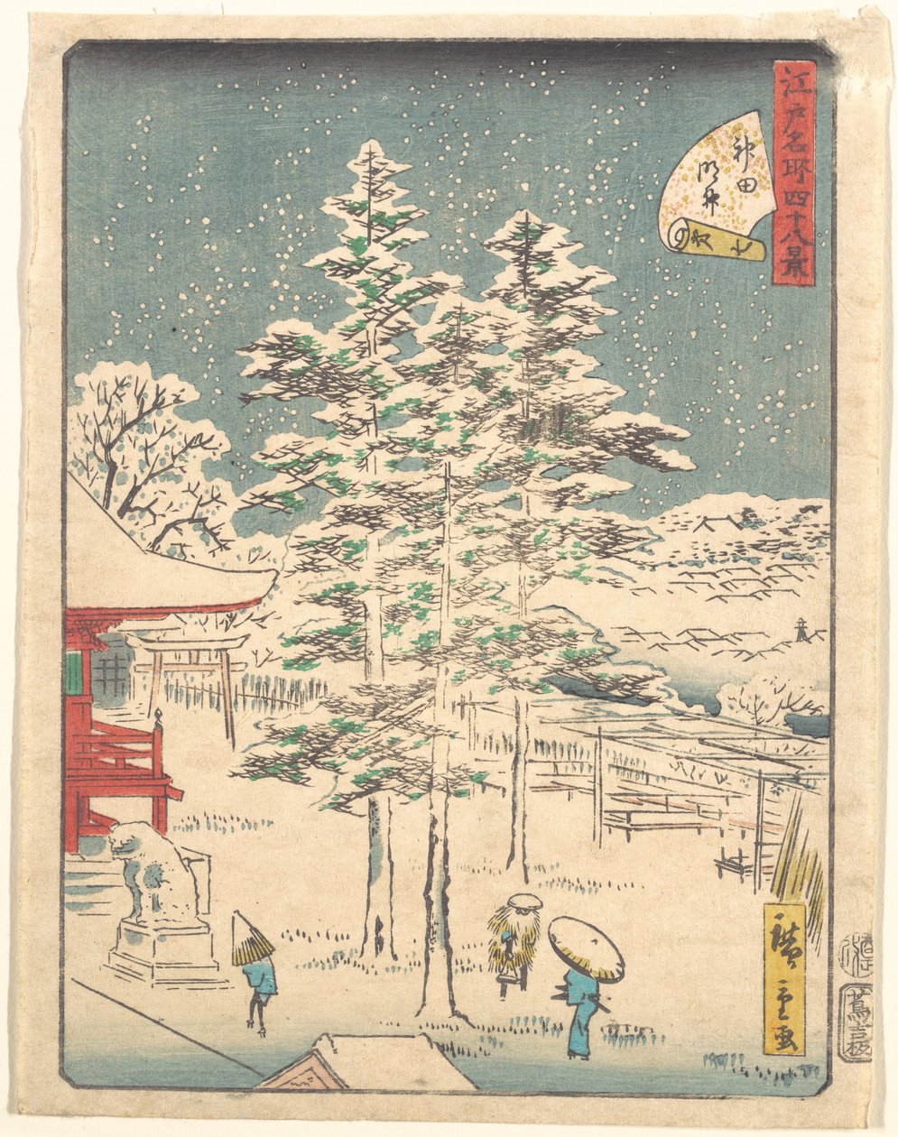 Sneeuw bij de Kanda-tempel door Utagawa Hiroshige